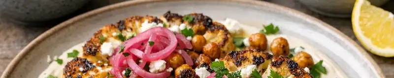 Karamelliserad blomkål med rostade kikärtor