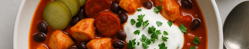 Gryta med kyckling, chorizo och bönor