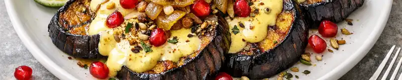 Rostad aubergine med curry-yoghurt