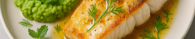 Stekt torsk med potatis och ärtor