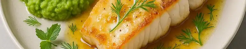 Stekt torsk med potatis och ärtor