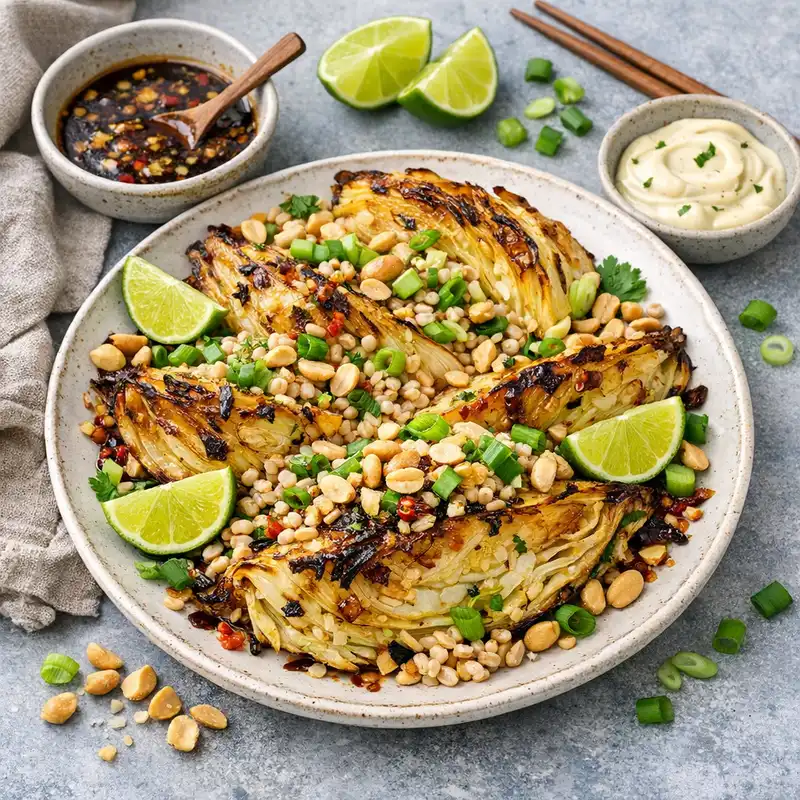 Ugnsbakad vitkål med chili, soja och lime